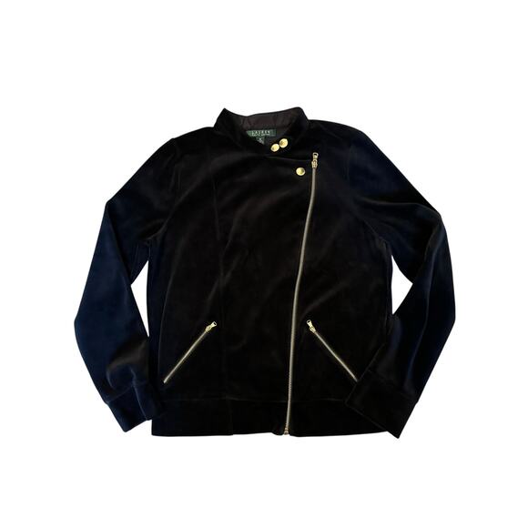 NWOT Ralph Lauren Navy Velvet Lightweight Zip-Up Jacket Size M